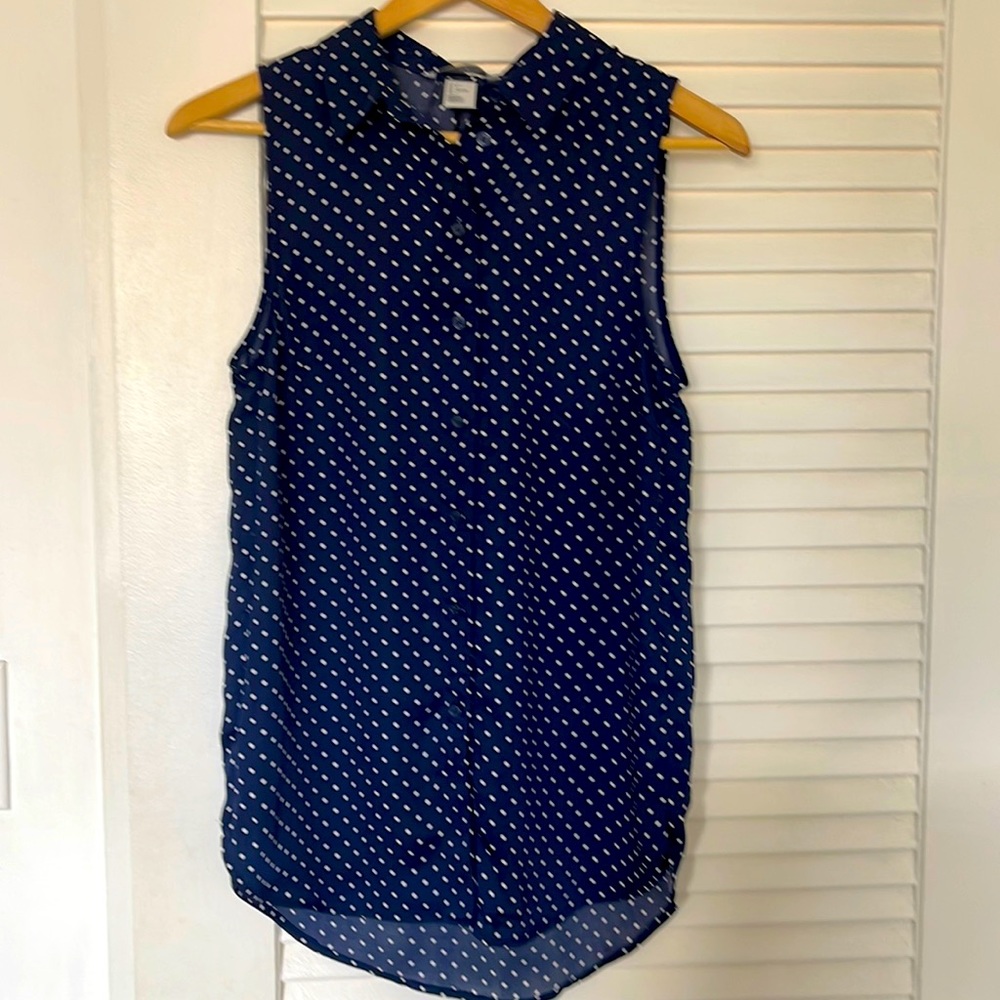 H&M blouse color Blue with white dots size 6